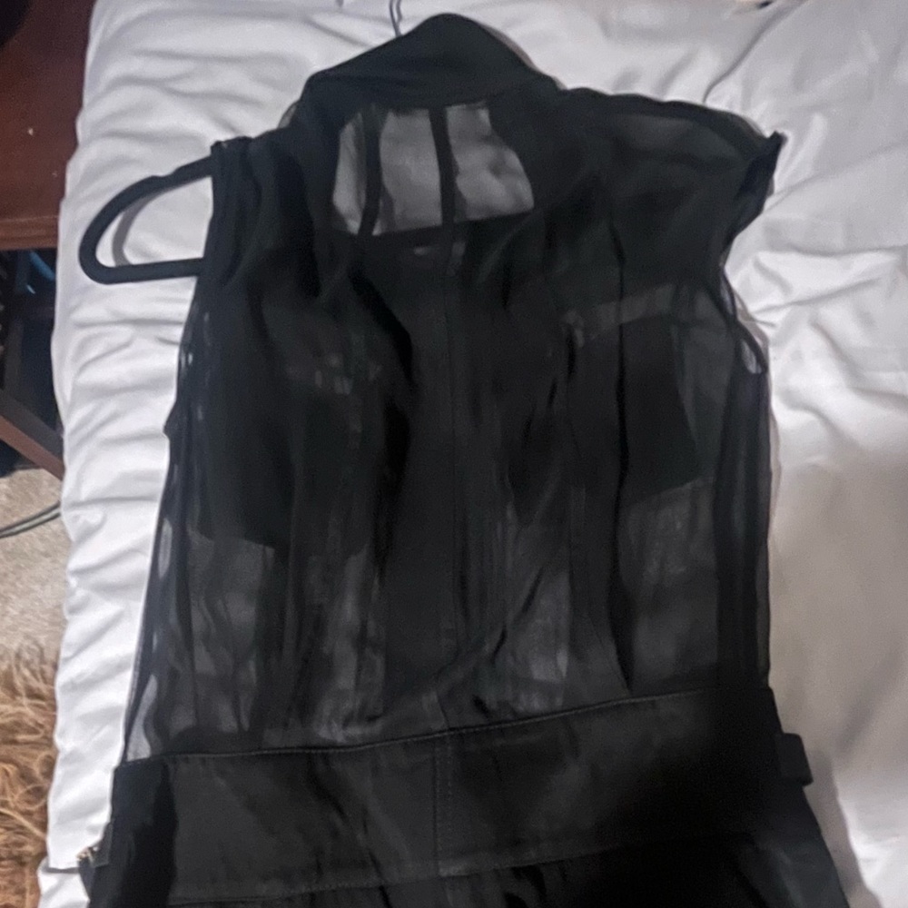 Jason Wu Black Sheer Utility Jumpsuit XS (US 2) Gold Zip Detail - Picture 10 of 16